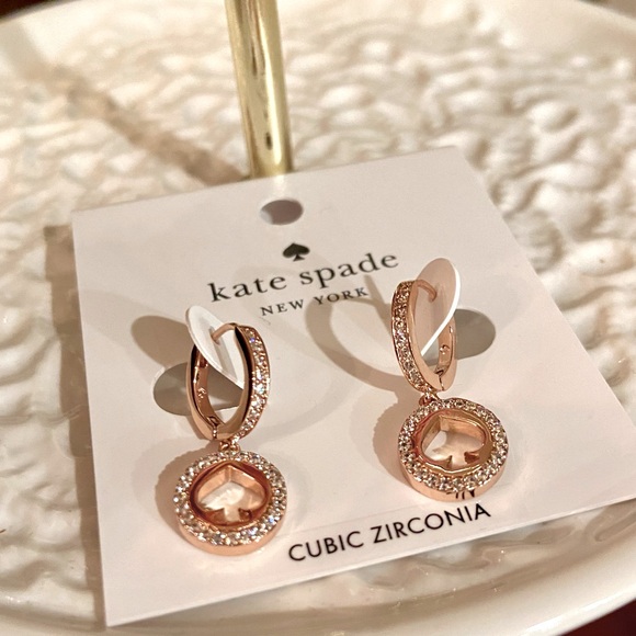 NWT! ♠️ kate spade pave drop earrings. Gold rose. Brand new with tags. - Picture 1 of 11